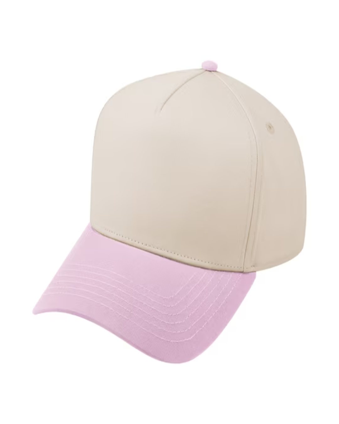 TOPTIE 5 PANEL TRUCKER CAP SNAPBACK MID PROFILE COTTON SUN HAT - Pink / Beige