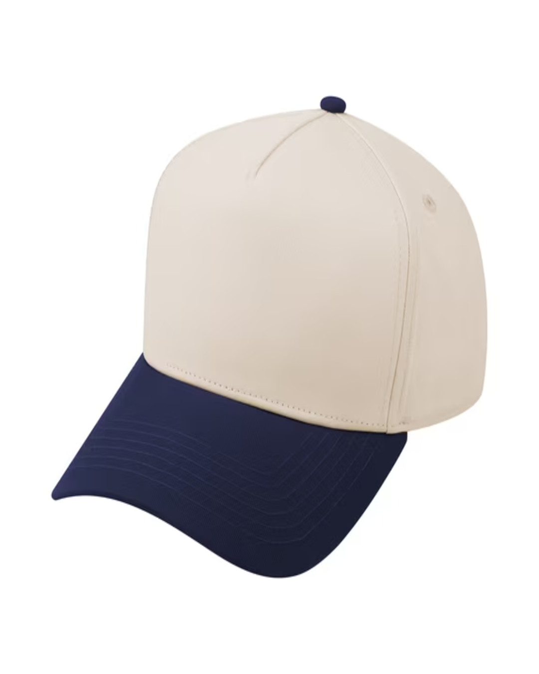 TOPTIE 5 PANEL TRUCKER CAP SNAPBACK MID PROFILE COTTON SUN HAT - Navy / Beige