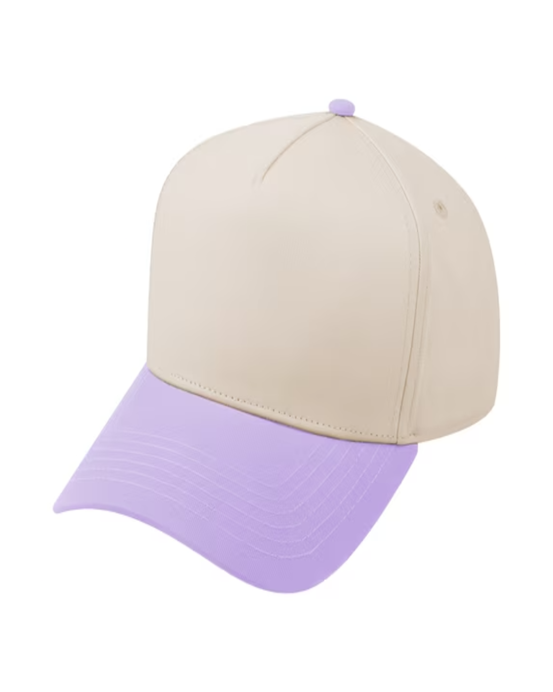 TOPTIE 5 PANEL TRUCKER CAP SNAPBACK MID PROFILE COTTON SUN HAT - Lavender / Beige