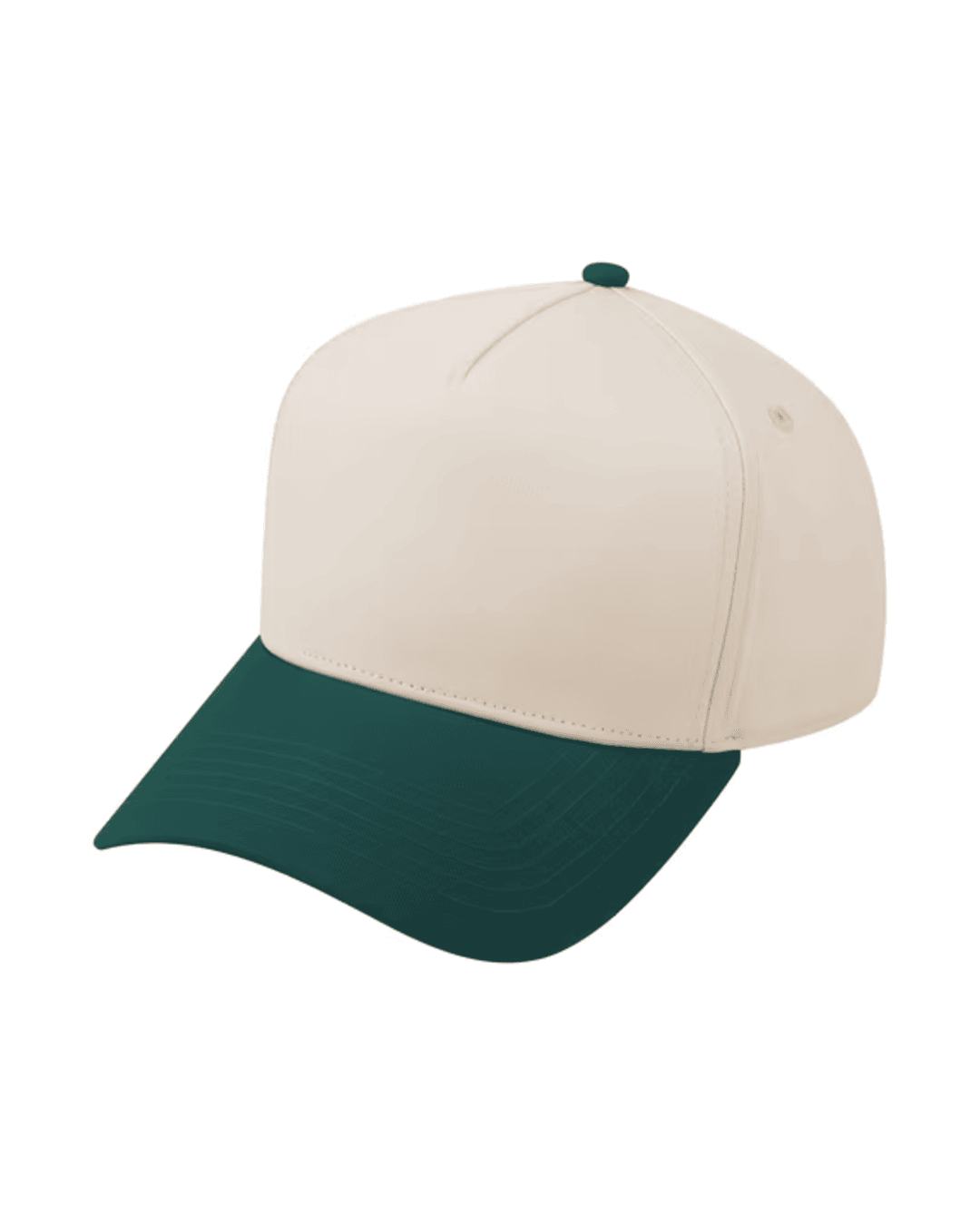 TOPTIE 5 PANEL TRUCKER CAP SNAPBACK MID PROFILE COTTON SUN HAT - Dark Green / Beige
