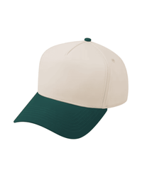 TOPTIE 5 PANEL TRUCKER CAP SNAPBACK MID PROFILE COTTON SUN HAT - Dark Green / Beige