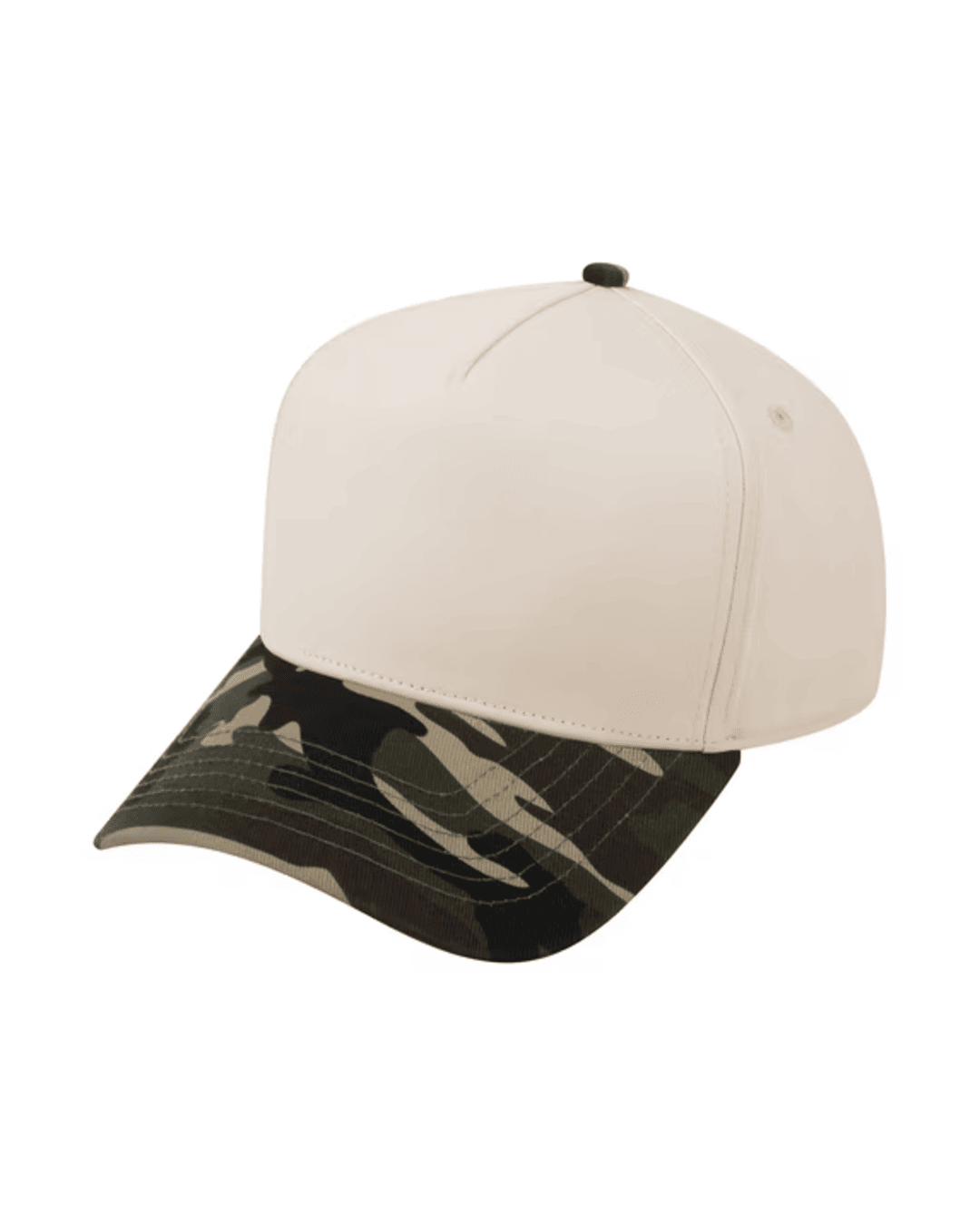 TOPTIE 5 PANEL TRUCKER CAP SNAPBACK MID PROFILE COTTON SUN HAT - Camo / Beige