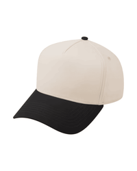 TOPTIE 5 PANEL TRUCKER CAP SNAPBACK MID PROFILE COTTON SUN HAT - Black / Beige