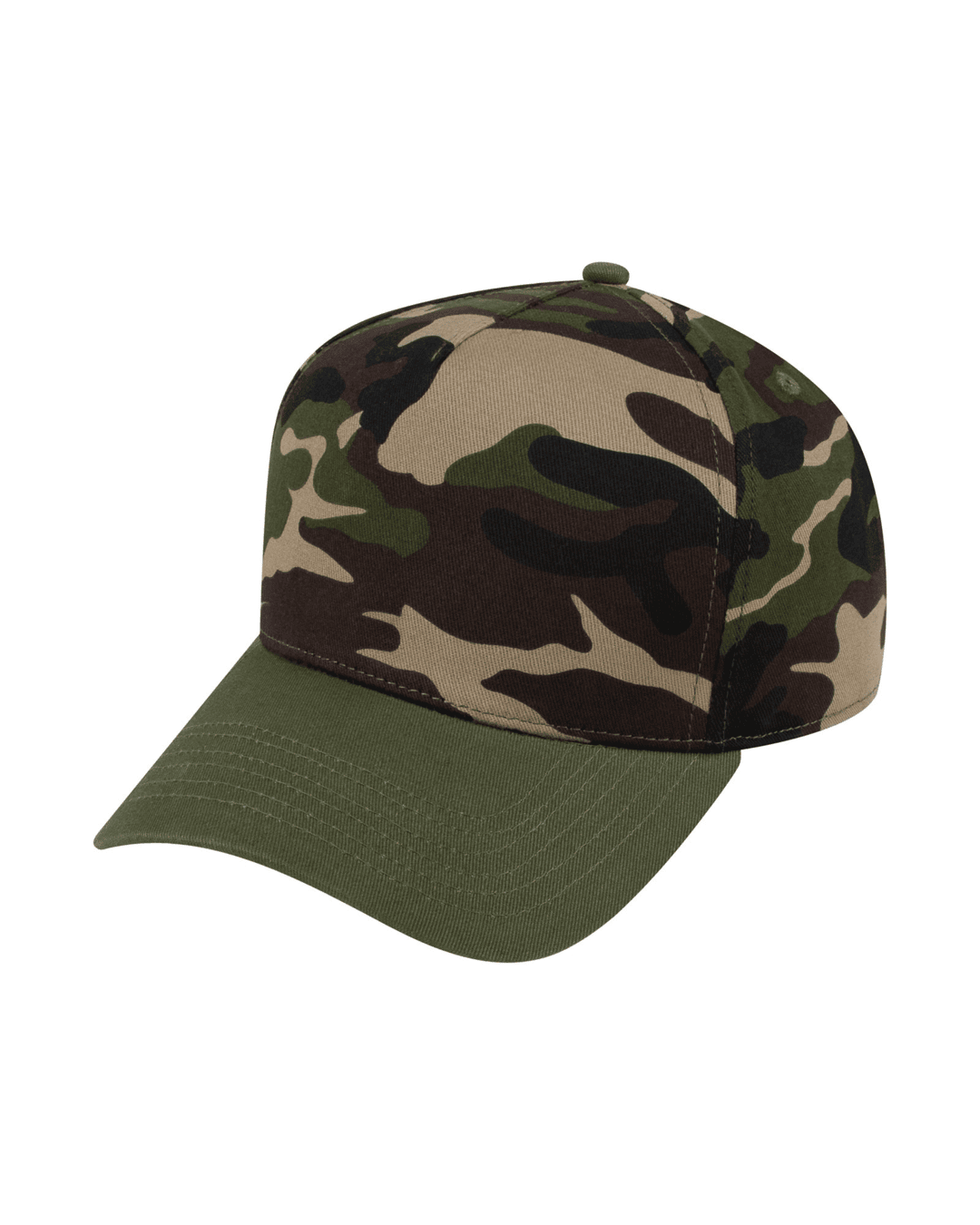 TOPTIE 5 PANEL TRUCKER CAP SNAPBACK MID PROFILE COTTON SUN HAT - Army Green Camo