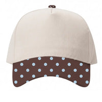 Canvas Hat - Specialty Bill Prints Polka Dots - Brown & Blue Polka dot
