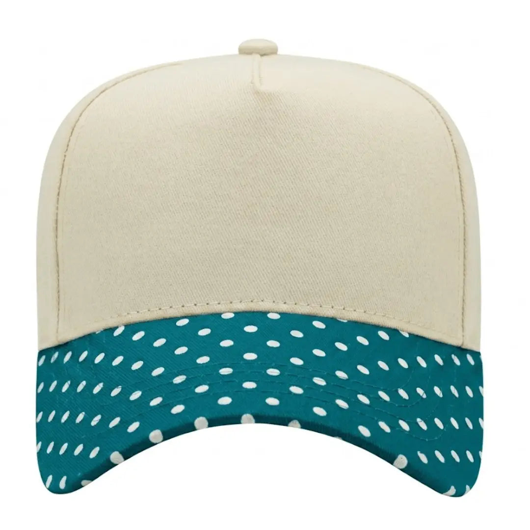 Canvas Hat - Specialty Bill Prints Polka Dots - Teal Polka Dot