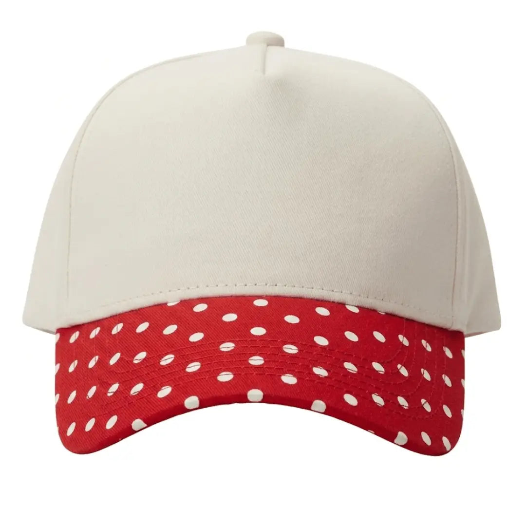 Canvas Hat - Specialty Bill Prints Polka Dots - Red Polka Dot