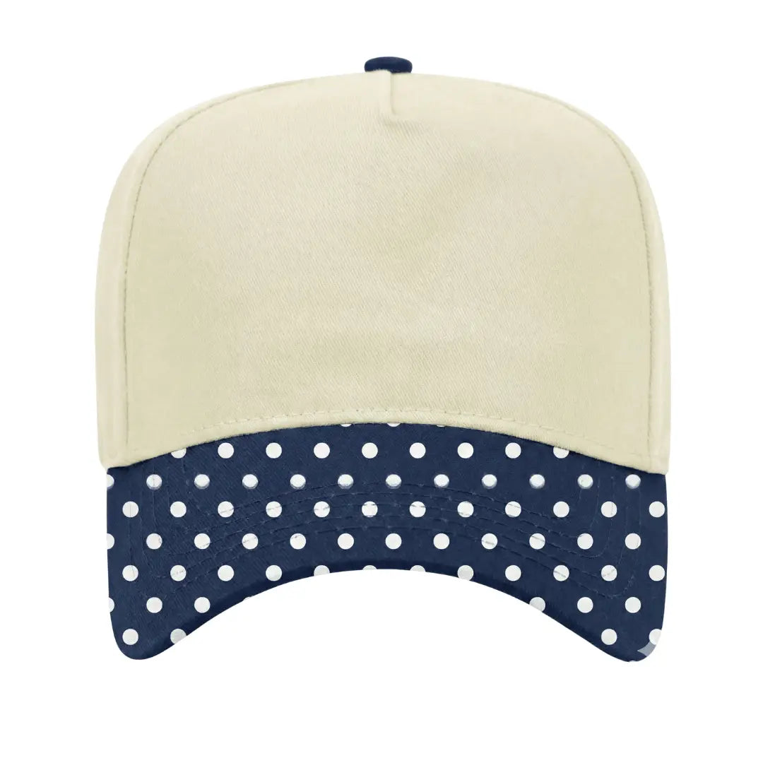 Canvas Hat - Specialty Bill Prints Polka Dots - Navy Polka Dot
