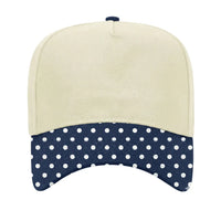 Canvas Hat - Specialty Bill Prints Polka Dots - Navy Polka Dot