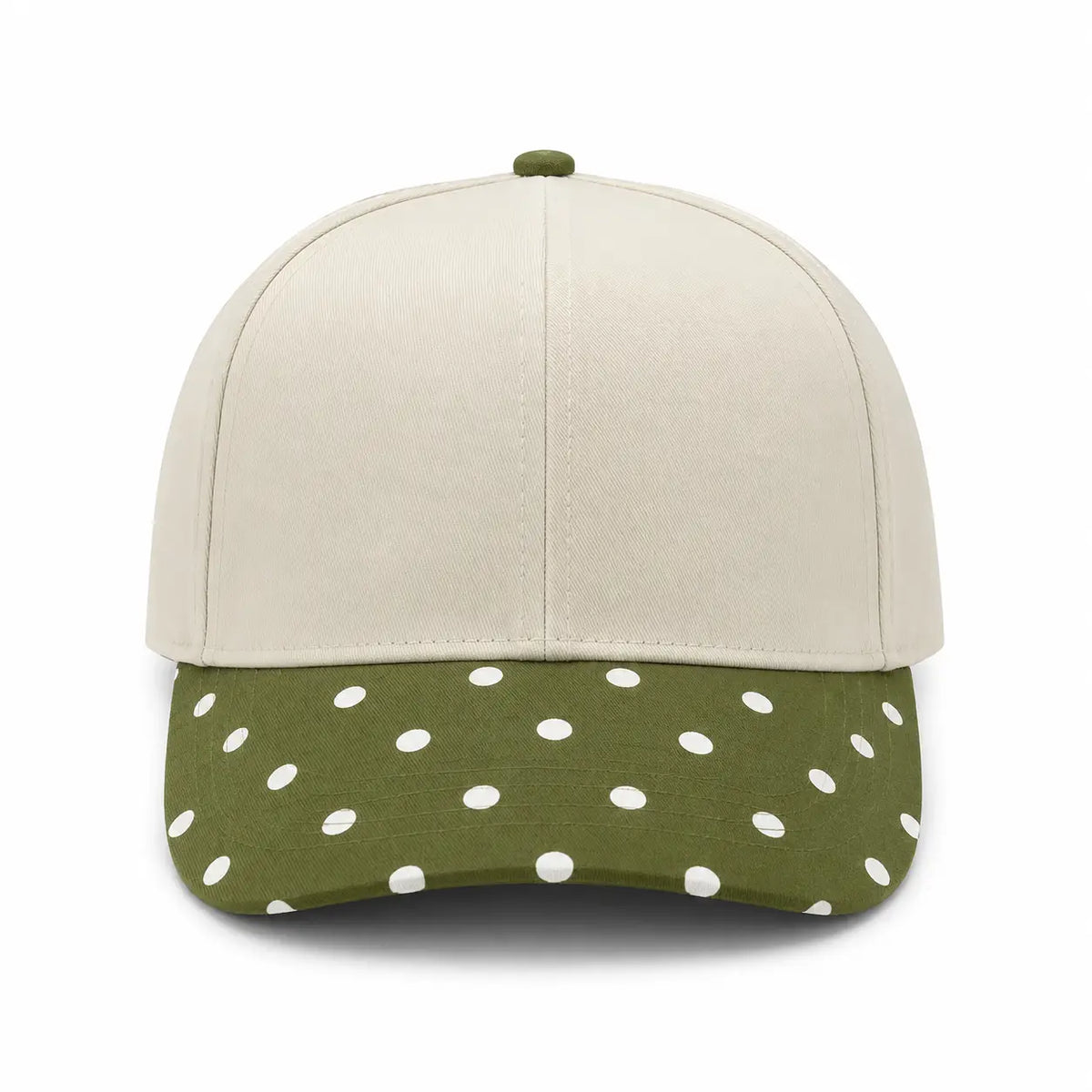 Canvas Hat - Specialty Bill Prints Polka Dots - Olive Green Polka Dot