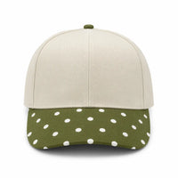 Canvas Hat - Specialty Bill Prints Polka Dots - Olive Green Polka Dot