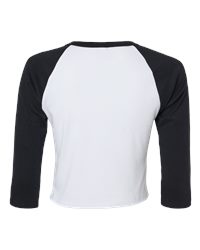BELLA+CANVAS® Women’s Micro Rib 3/4 Raglan Baby Tee - White/ Black