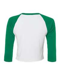 BELLA+CANVAS® Women’s Micro Rib 3/4 Raglan Baby Tee - White/ Kelly
