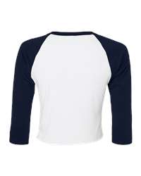 BELLA+CANVAS® Women’s Micro Rib 3/4 Raglan Baby Tee - White/ Navy