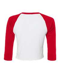 BELLA+CANVAS® Women’s Micro Rib 3/4 Raglan Baby Tee - White/ Red