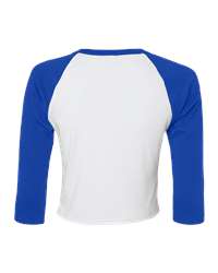 BELLA+CANVAS® Women’s Micro Rib 3/4 Raglan Baby Tee - White/ True Royal