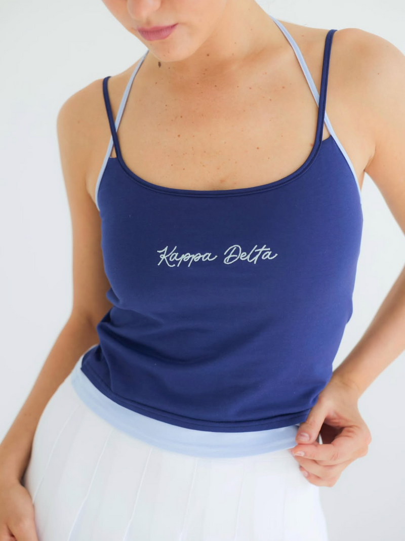 WOMEN'S STRETCH KNIT LAYERED CONTRAST HALTER CAMI