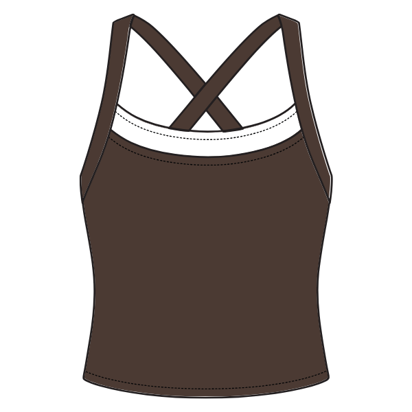 WOMEN'S CROSS BACK CONTRAST ACTIVE TANK WITH CONTRAST NECKLINE