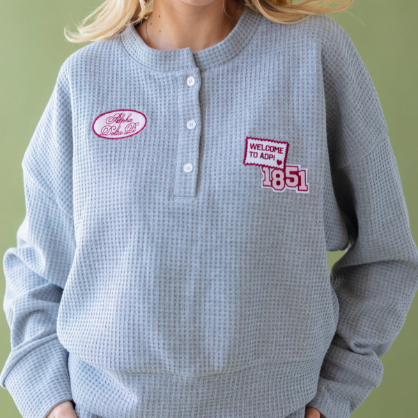 Waffle Patch Crewneck Sweatshirt Gray - The Collegiate Lineup