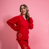 Cupid Women's Cozy Sweater Knit V-Neck Pullover