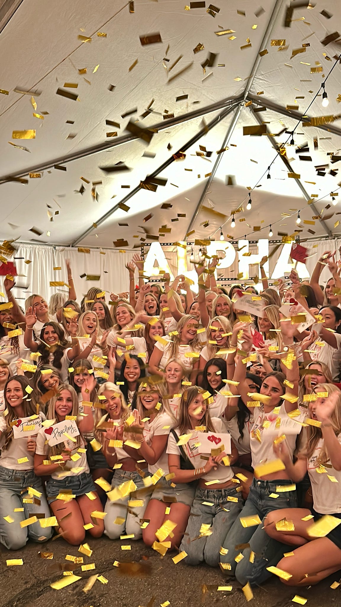 Sorority members wearing custom apparel
