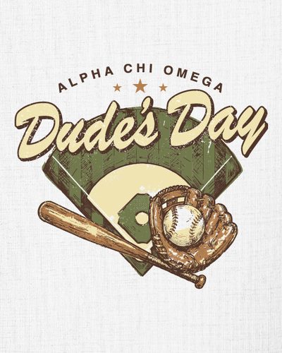 Alpha Chi Omega Dude's Day Baseball Design