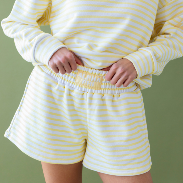 Striped Heavyweight Boxing Shorts with Patch