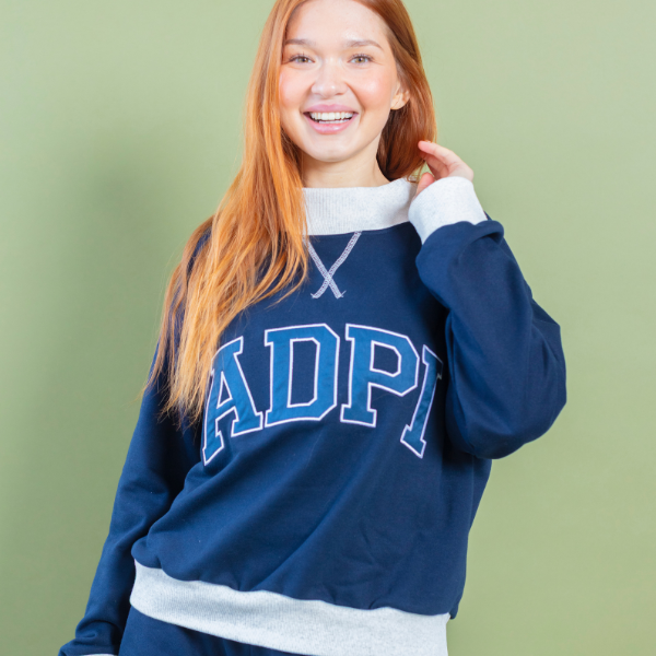 Notched Contrast Full Length Mock Sweatshirt - The Collegiate Lineup