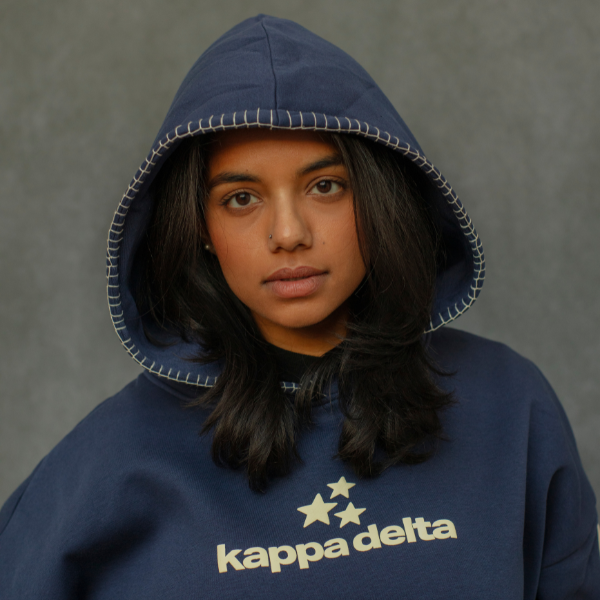 Drop Cut Fleece Hoodie with Paneled Sleeves