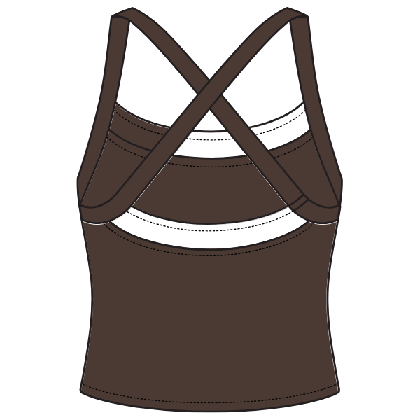 WOMEN'S CROSS BACK CONTRAST ACTIVE TANK WITH CONTRAST NECKLINE