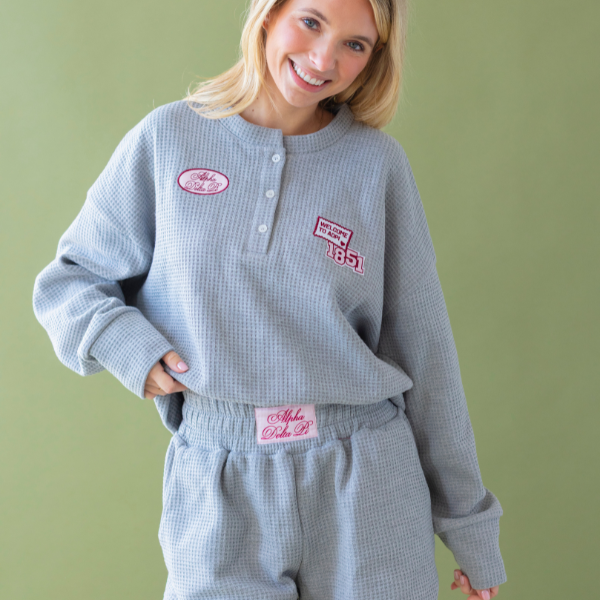 Waffle Patch Crewneck Sweatshirt Gray - The Collegiate Lineup