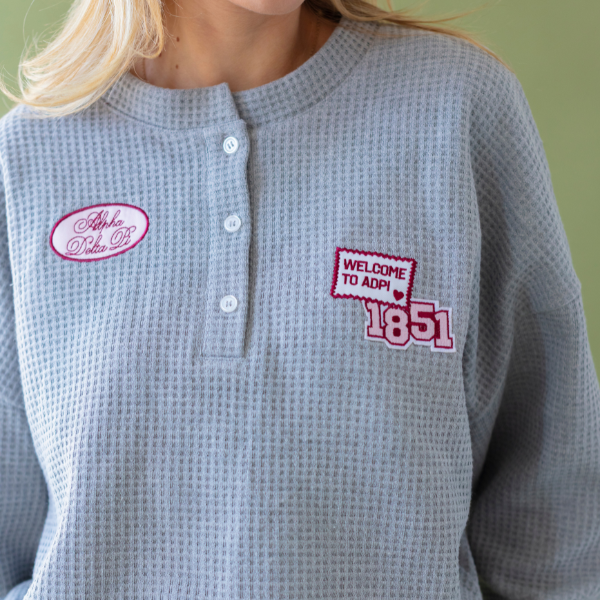 Waffle Patch Crewneck Sweatshirt Gray - The Collegiate Lineup