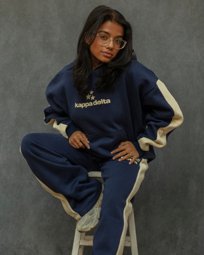 Drop Cut Fleece Hoodie with Paneled Sleeves