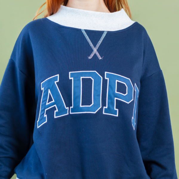 Notched Contrast Full Length Mock Sweatshirt - The Collegiate Lineup