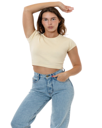 CAP SLEEVE BABY RIB CROP TOP