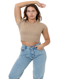 CAP SLEEVE BABY RIB CROP TOP