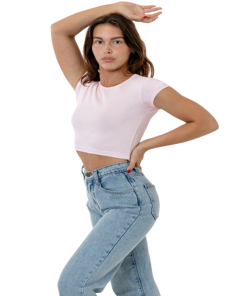 CAP SLEEVE BABY RIB CROP TOP