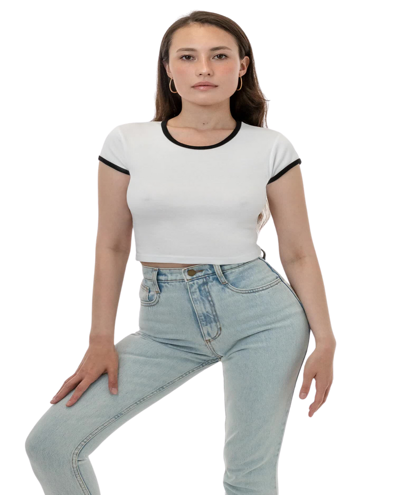 CAP SLEEVE BABY RIB CROP TOP