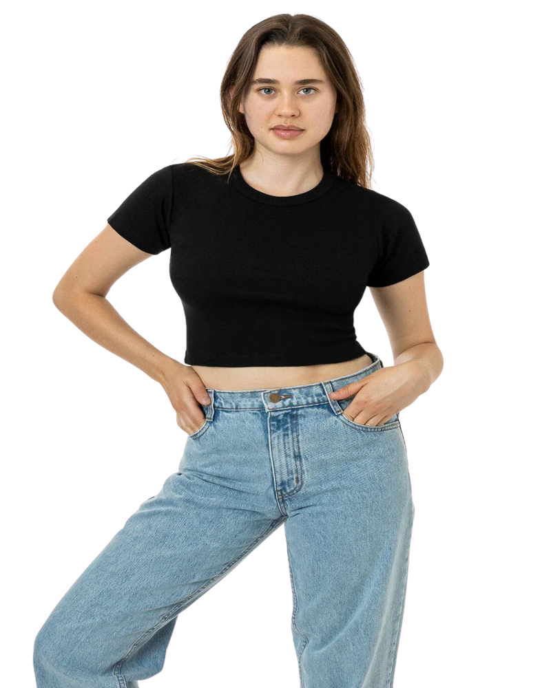 BABY RIB SHORT SLEEVE CROP TEE