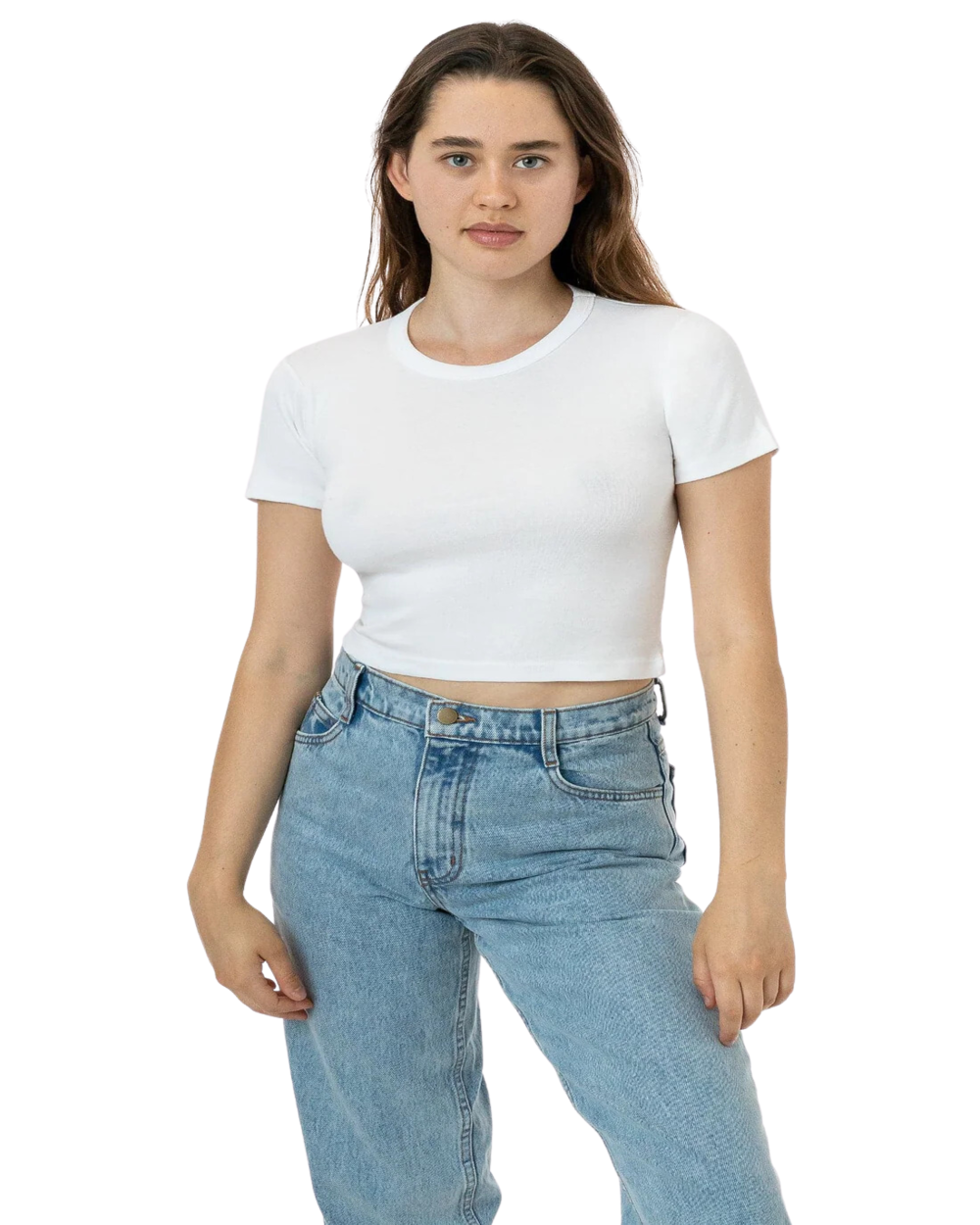 BABY RIB SHORT SLEEVE CROP TEE