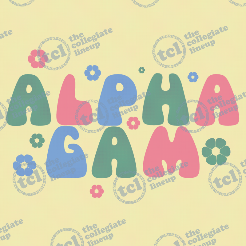Alpha Gamma Delta Retro Flower Power Design