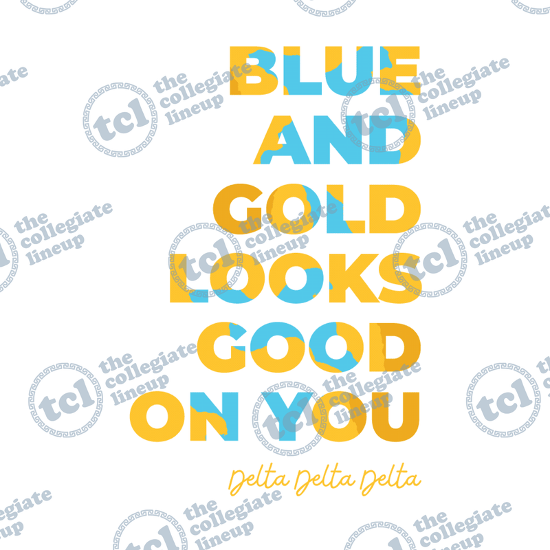 Delta Delta Delta Blue And Gold Wordmark