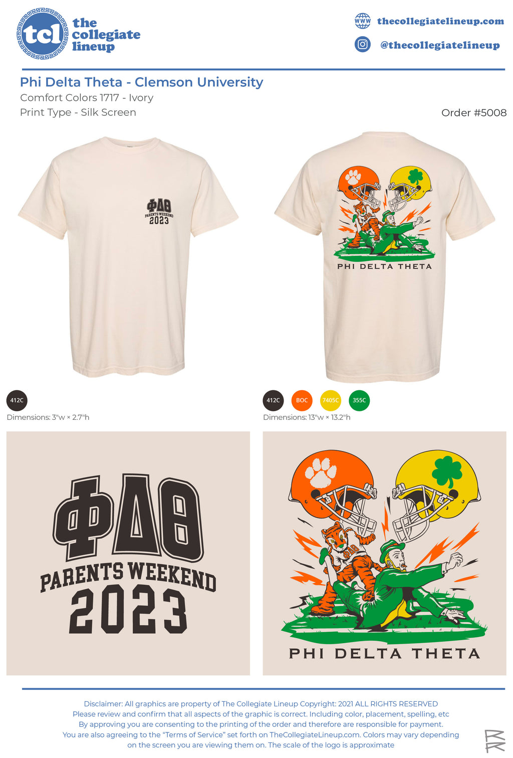 Phi Delta Theta Clemson University #5008 Individual Shipping