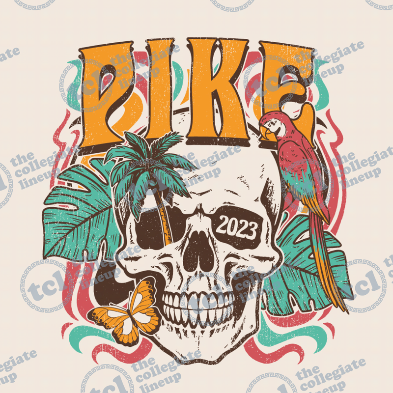 Pi Kappa Alpha 2023 Tropical Skull & Parrot Design