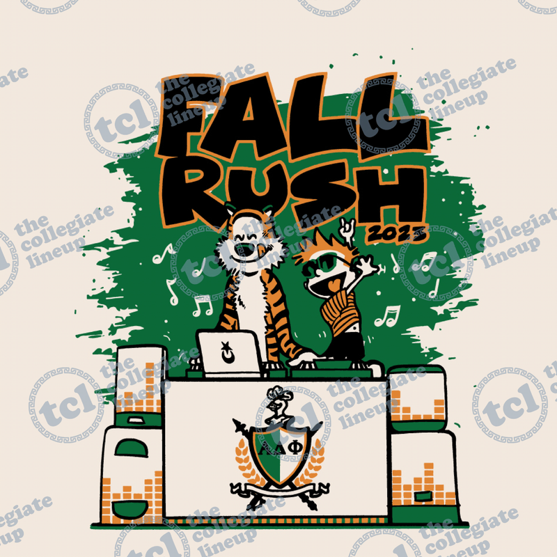Alpha Delta Phi Fall Rush 2023 Calvin & Hobbes Parody Design