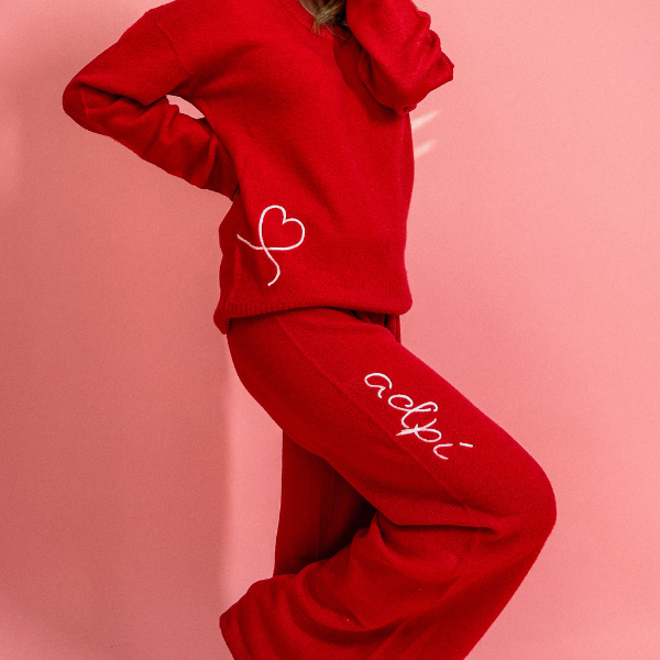 Cupid Mid-Rise Wide Leg Sweater Knit Pant