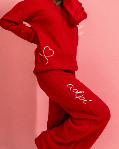 Cupid Mid-Rise Wide Leg Sweater Knit Pant