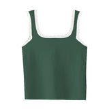 Square Neck Ribbed Tank with Lace Trim