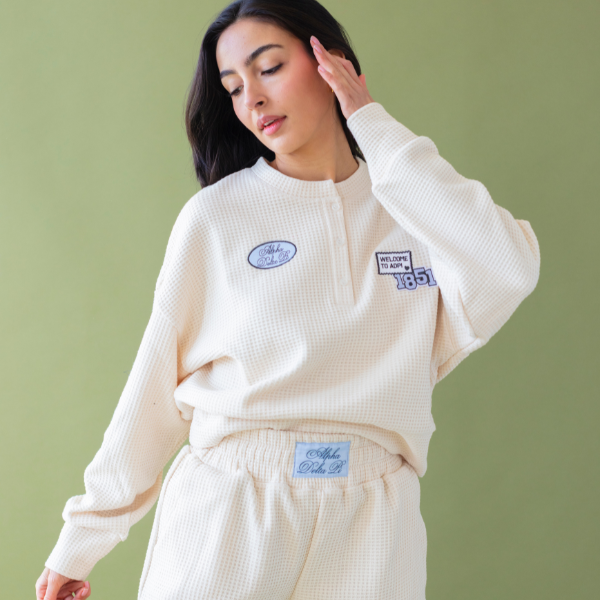 Waffle Patch Crewneck Sweatshirt Yellow