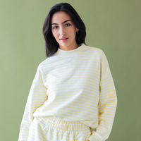 Striped Daydream Full Length Mock Sweatshirt with Patch